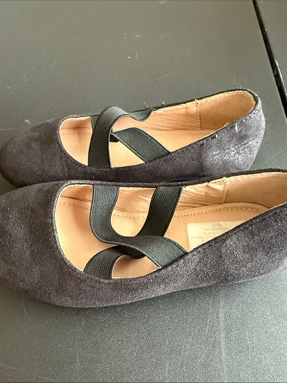 Girls Black Mary Jane Ballet Flats with Cross Strap